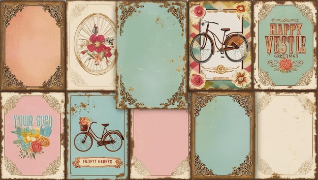 Vintage Floral Bicycle Collage A Nostalgic Charm