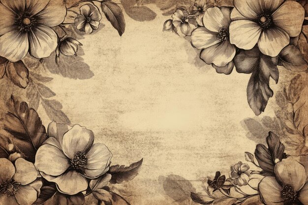 Photo vintage floral border on textured background