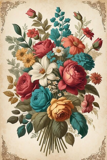 Photo vintage floral bouquet background