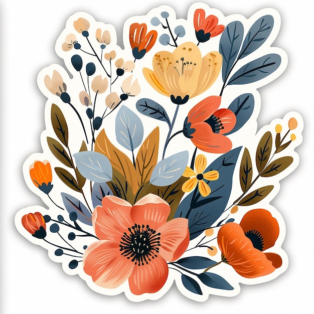 vintage floral die cut sticker