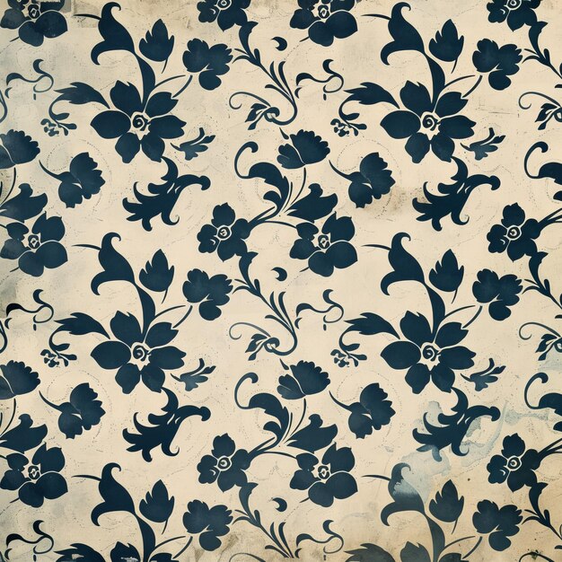 Vintage floral pattern on the grunge background Toned