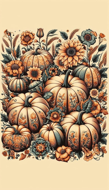 Vintage Floral Pumpkins