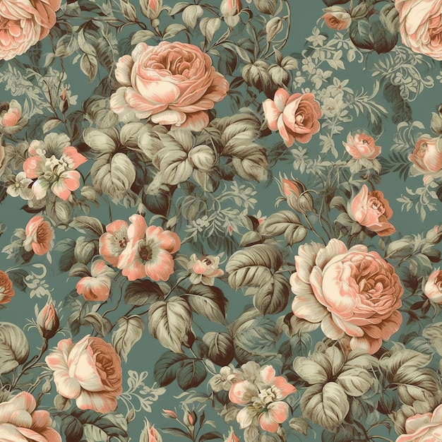 Vintage floral seamless pattern background generative ai