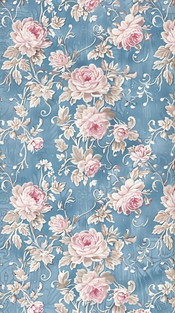 Vintage Floral Wallpaper The Pink Roses Fantasy