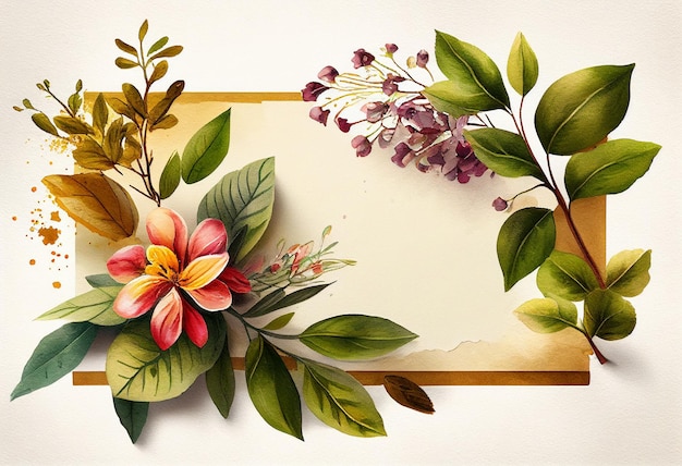 Vintage flowers background with flowers and leaves Hand drawn illustration watercolor generative ai