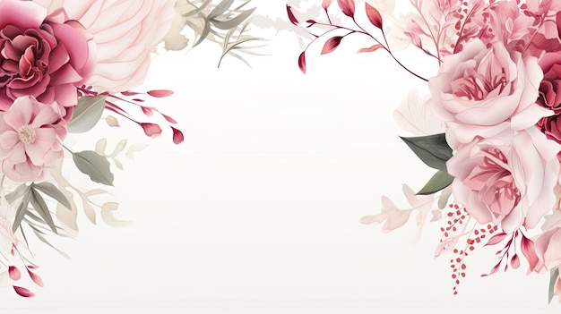 Vintage flowers Web banner with copy space Generative AI