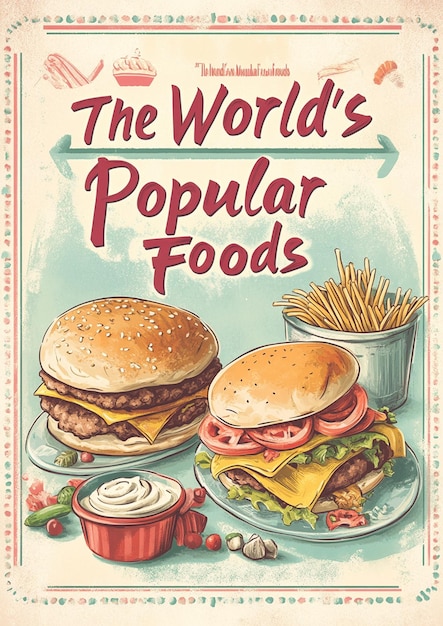 Photo vintage food poster the worlds most popular foods