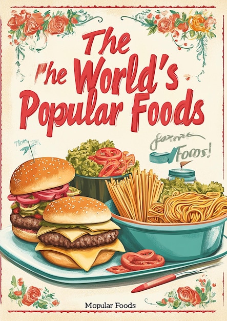 Photo vintage food poster the worlds most popular foods