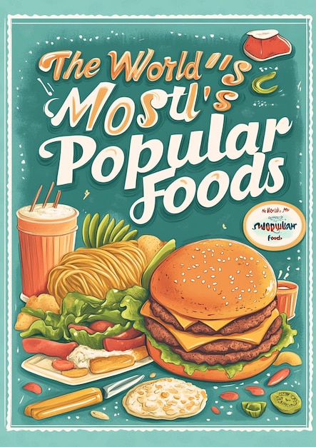 Photo vintage food poster the worlds most popular foods