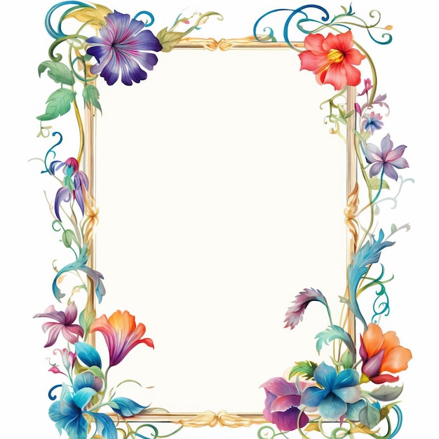 Photo vintage frame design with intricate flower and garden paintings