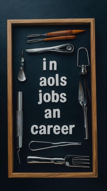 Vintage frame salon tools in jobs and career concept