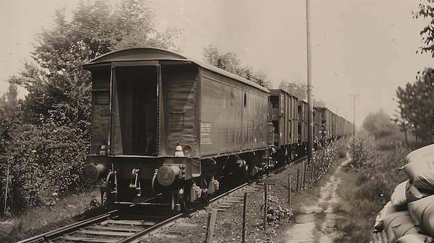 Photo vintage freight train in motion