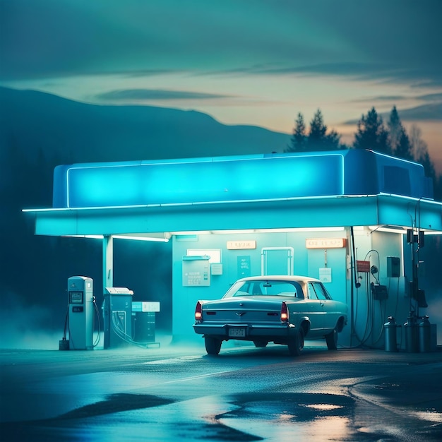 Vintage Gas Station Convenience Store Vintage car