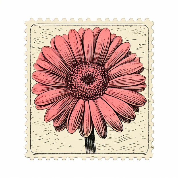 Photo vintage gerbera flower stamp nostalgic illustration for scrapbook and more