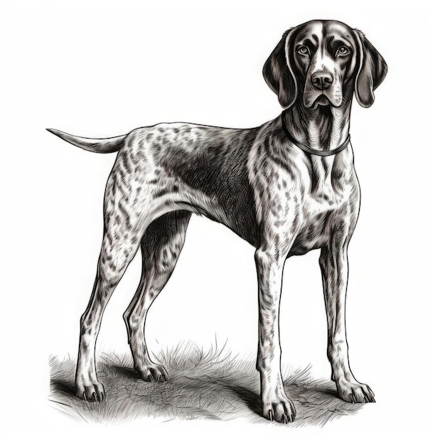 Vintage German Shorthaired Pointer Dog Illustration Print