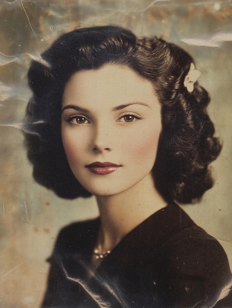 Photo vintage glamour timeless beauty portrait of a 1940s woman