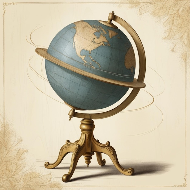 Vintage globe stand illustration