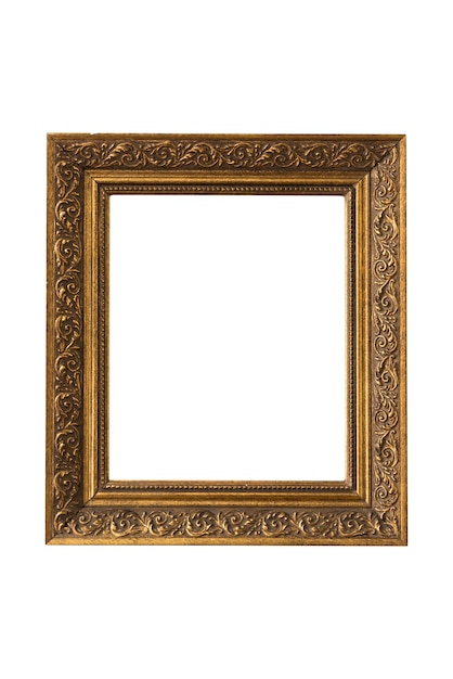 Vintage golden Square Picture Frame isolated on background