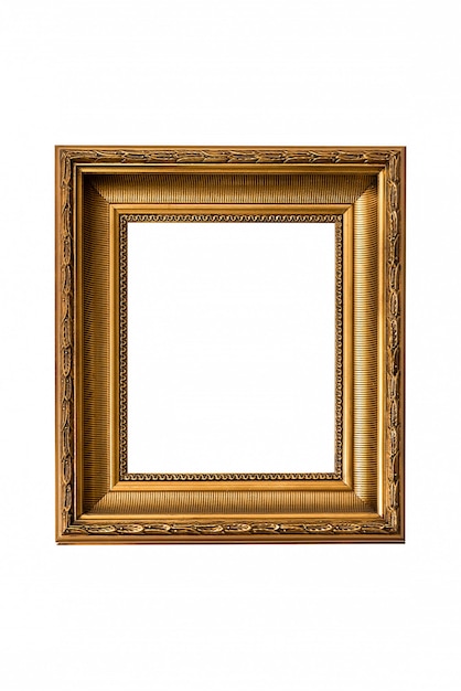 Vintage golden Square Picture Frame isolated on background