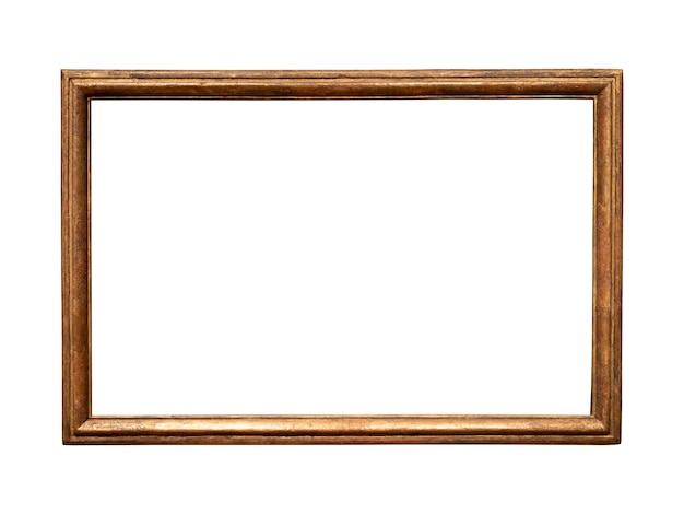 Vintage golden wood frame isolated on white background