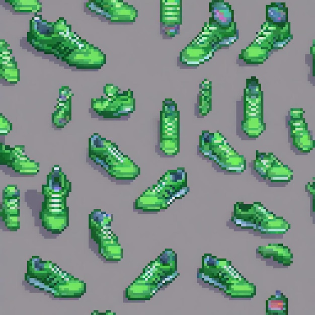 Photo vintage green soccer shoes in pixel art perfect for retro sports enthusiasts