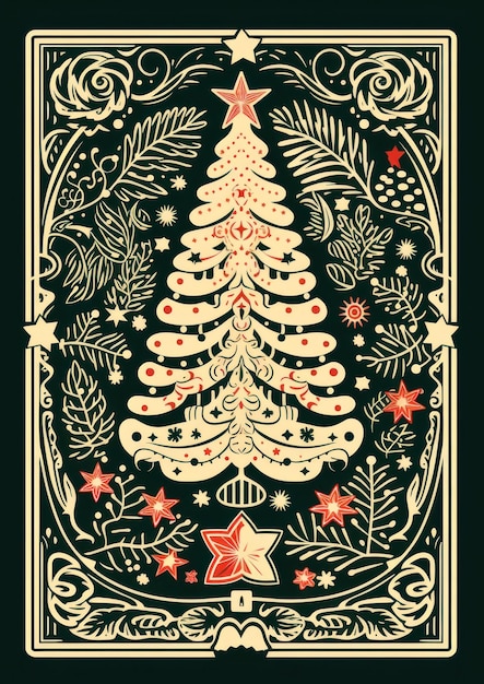 Photo vintage greeting card christmas decoration pattern