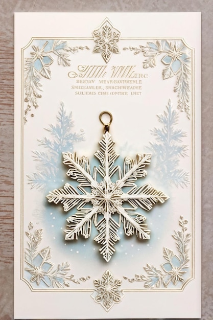 Vintage Greeting Card with Festive Snowflake Ornament