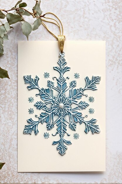 Vintage Greeting Card with Festive Snowflake Ornament