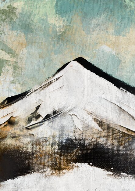 Vintage Grunge Abstract Painting of Mountains