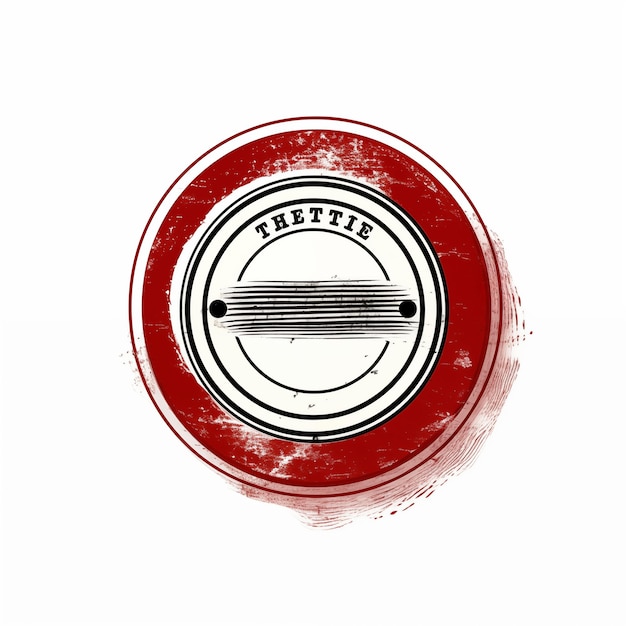 Vintage Grunge Circular Label With Red Border And Text On White Background