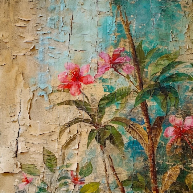 Vintage Hawaii wallpaper retro floral pattern AI Generated