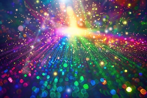 Vintage holographic abstract multicolored background with retro rainbow light leaks