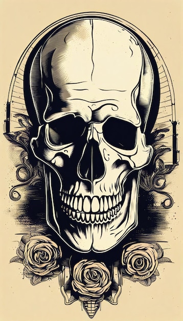 vintage human skull concept image