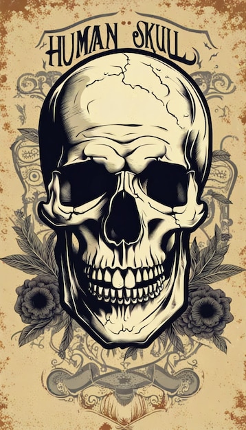 vintage human skull concept image