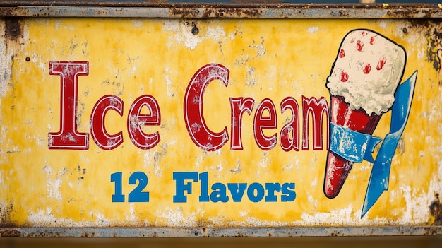 Vintage Ice Cream Parlor Sign 12 Flavors