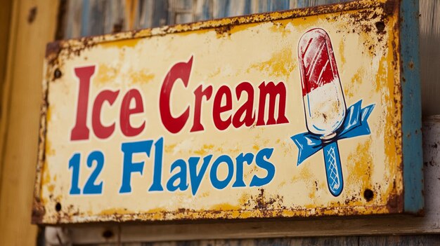 Vintage Ice Cream Parlor Sign 12 Flavors