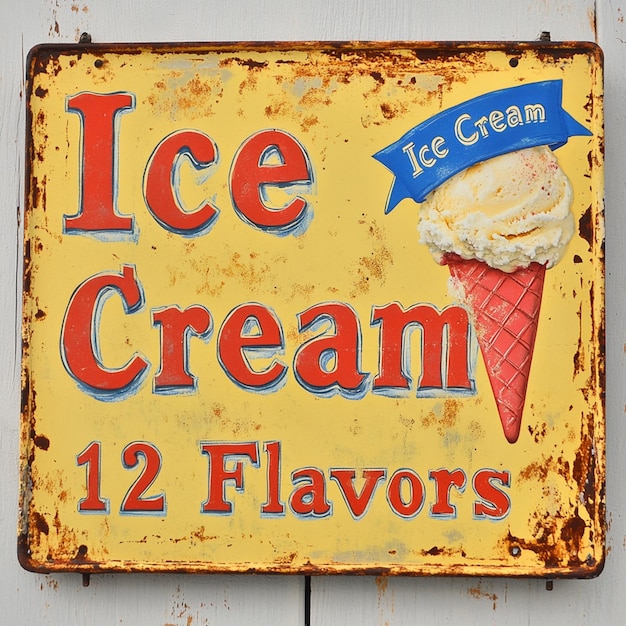 Vintage Ice Cream Parlor Sign 12 Flavors