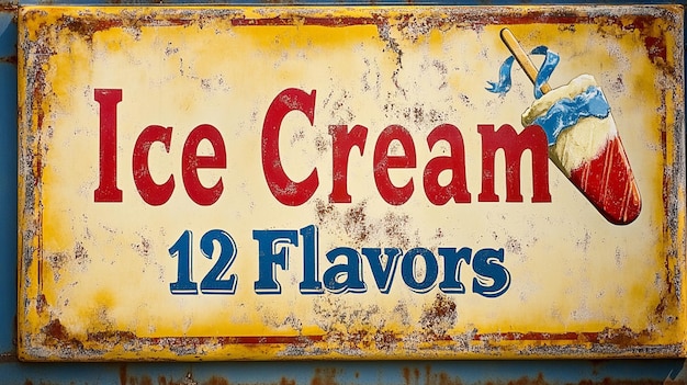 Vintage Ice Cream Parlor Sign 12 Flavors