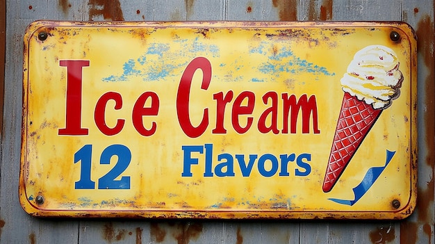 Vintage Ice Cream Parlor Sign 12 Flavors