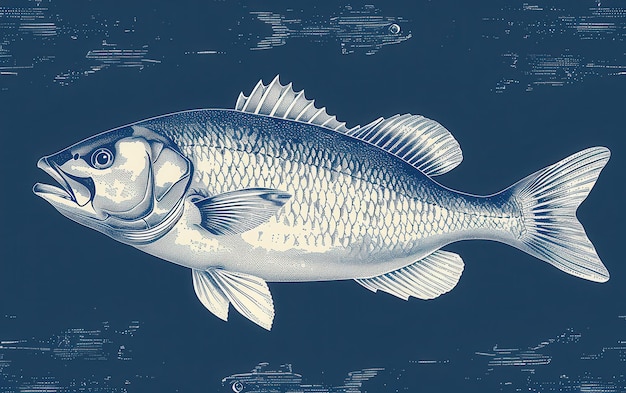 Photo vintage illustration of a fish