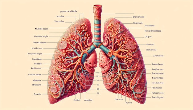 a vintage illustration of a human heart with the word lungs