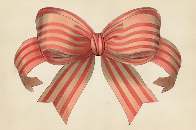 Vintage illustration of ribbon bow paper art accessories