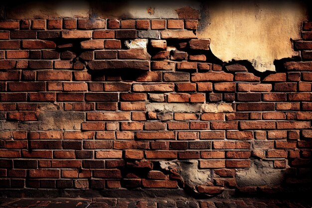 A vintage industrial brick wall with a weathered finish showcasing its age and character