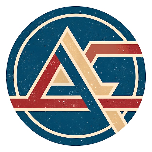 Photo a vintage inspired circular logo with a stylized a in red beige and blue