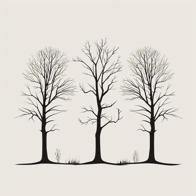 A vintage inspired minimalist illustration of trees