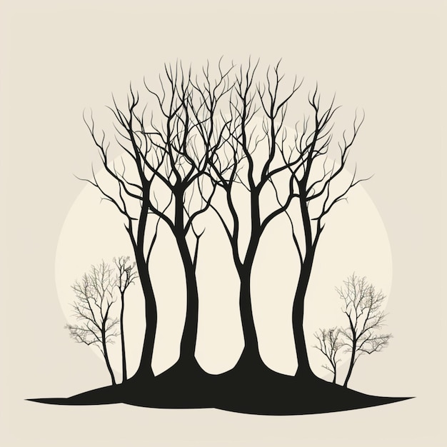 A vintage inspired minimalist illustration of trees