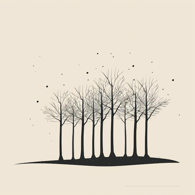 A vintage inspired minimalist illustration of trees