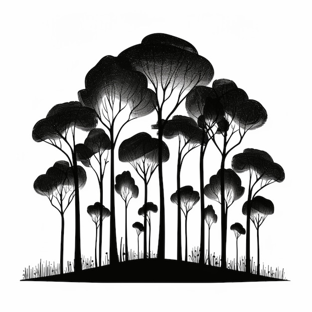 A vintage inspired minimalist illustration of trees