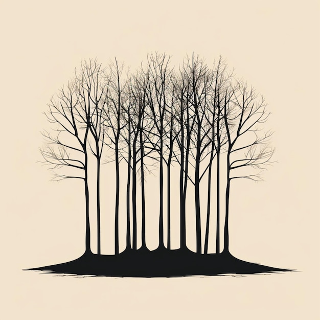 A vintage inspired minimalist illustration of trees