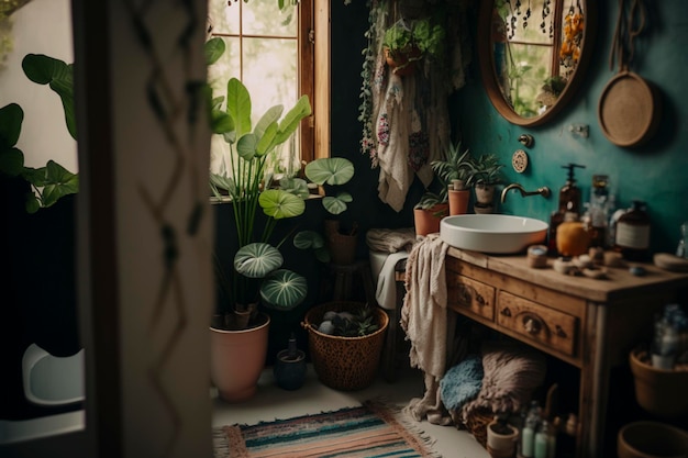 Vintage interior background Created with generative Ai technology